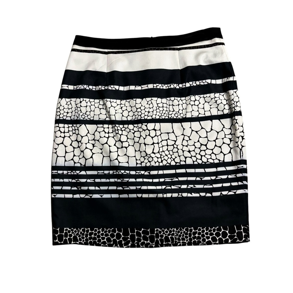 HALOGEN Mixed Animal Print Striped Pencil Skirt Black & White Size 8P